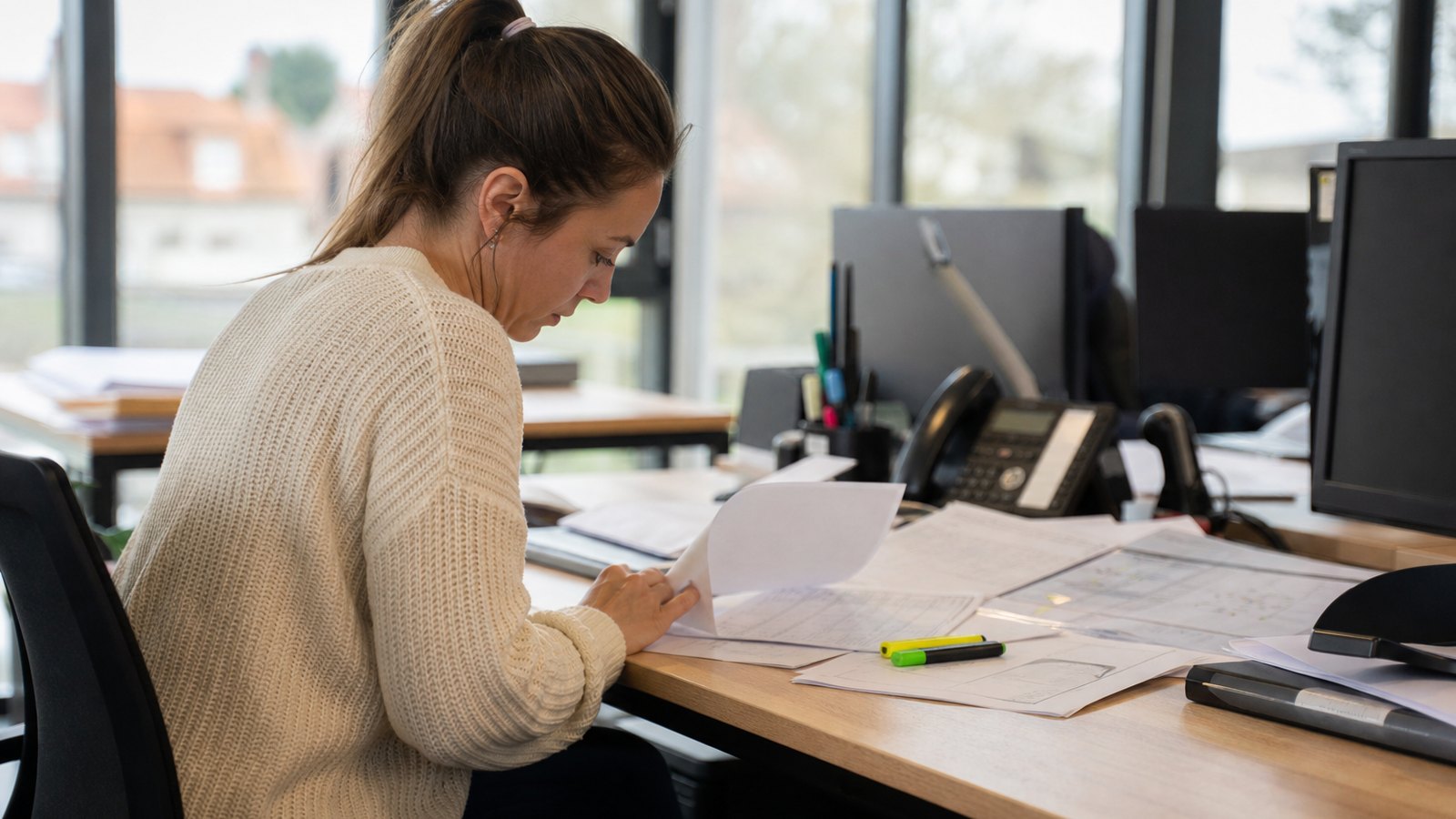 Documents d'assurance et contrats posés sur un bureau